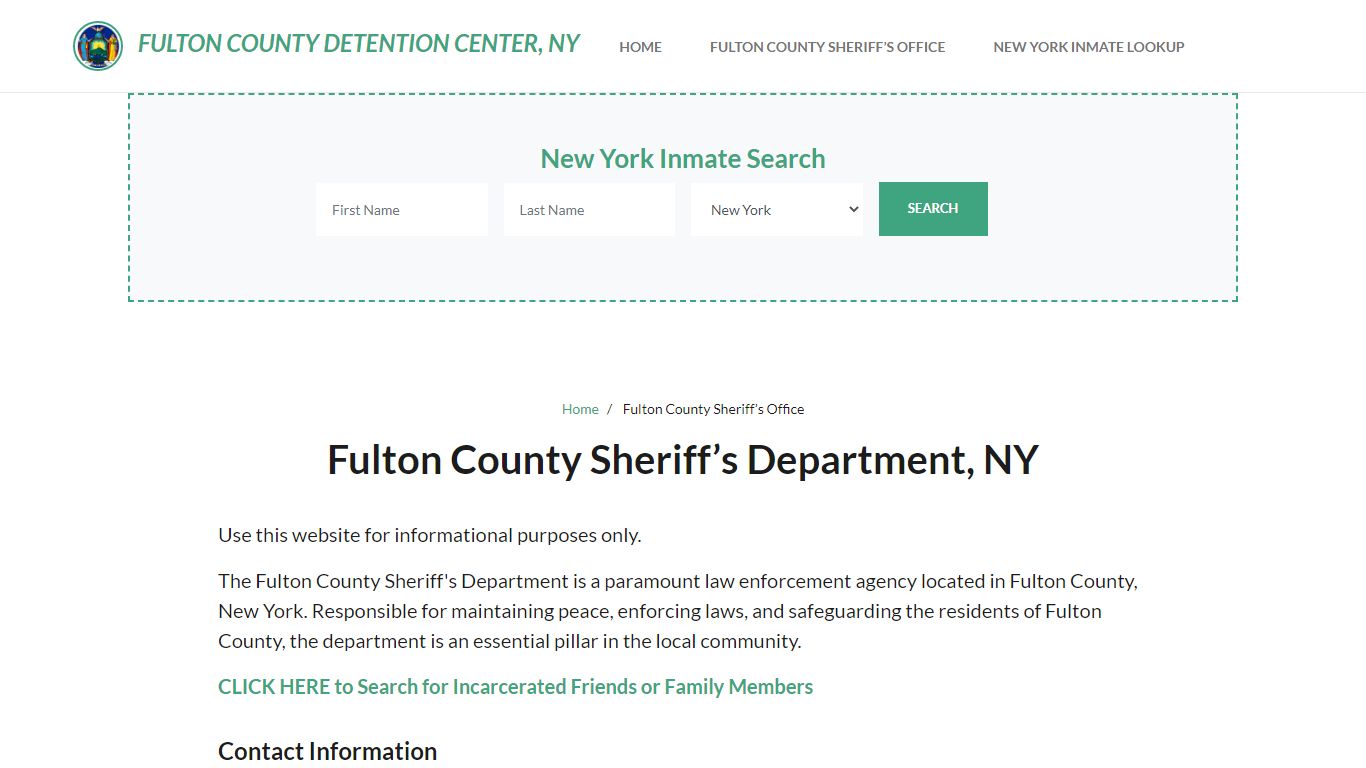 Fulton County Sheriff Department, NY Arrests, Warrant Lookup